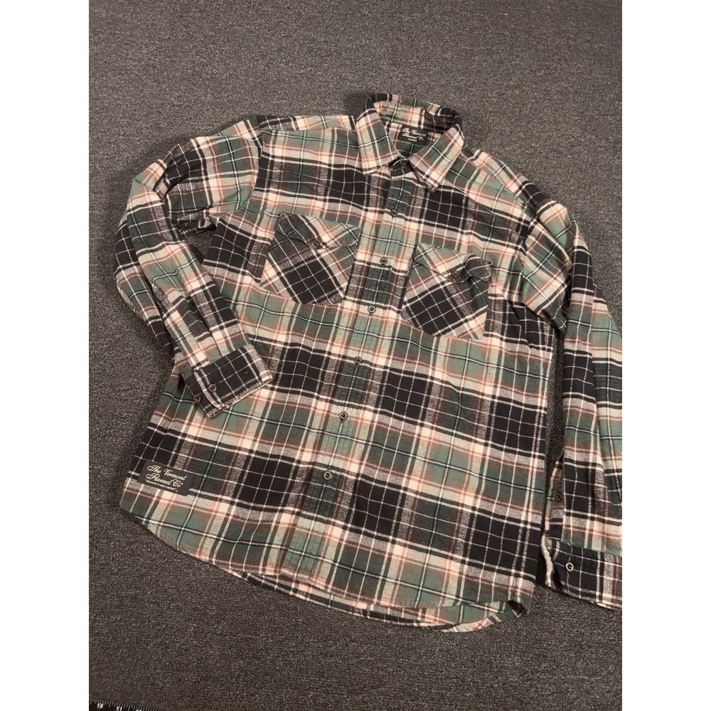 VTG The Vermont Flannel Co Organic Cotton Flannel Shirt Men XL Plaid USA Made